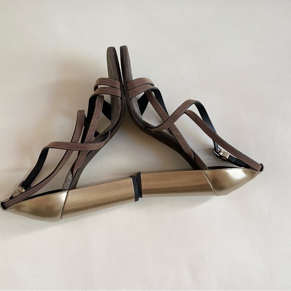 Brunello Cucinelli Monili-Trim Strappy Sandals, Rose Gold NEW - Picture 4 of 12